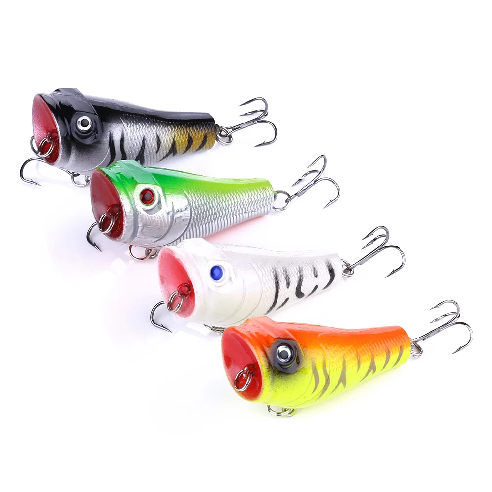 

Thundershower 4pcs 7.g 5cm Mini Popper Fishing Lures 3D Eyes Bait Crankbait Wobblers Tackle Isca Poper artificial hard b