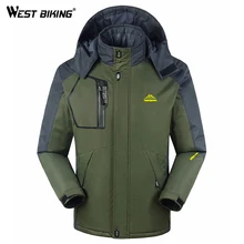 WEST BIKING зимняя мужская флисовая ветровка для спорта на открытом воздухе с капюшоном ветрозащитная Водонепроницаемая теплая куртка для велоспорта MTB для пешего туризма и альпинизма