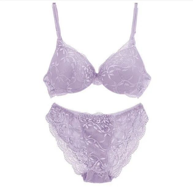 6 Colors Set Push Up Solid 32A-38C Bra Women Deep V Lace Decro Underwire Outfit Sexy Lace Bra Set For Free Shipping underwear sets sale