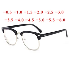 1,0-1,5 до-6,0 с заклепками, полуоправа, близорукие очки для женщин, мужчин, 1,56, Индекс преломления, ретро квадратные очки для близорукости