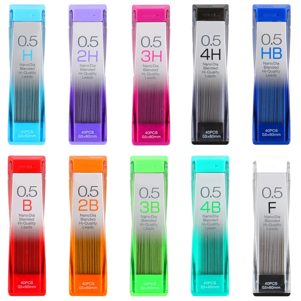 

mechanical pencil lead 0.5mm 4H/3H/2H/H/HB/B/2B/3B/4B mechanical pencil leads premium anti-cracking pencil refill free shipping