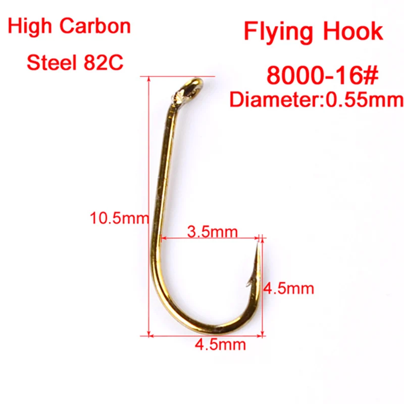 

200pcs Fly Fishing Hooks 4 Sizes Fishing Trout Salmon Dry Fly Fishing Hook