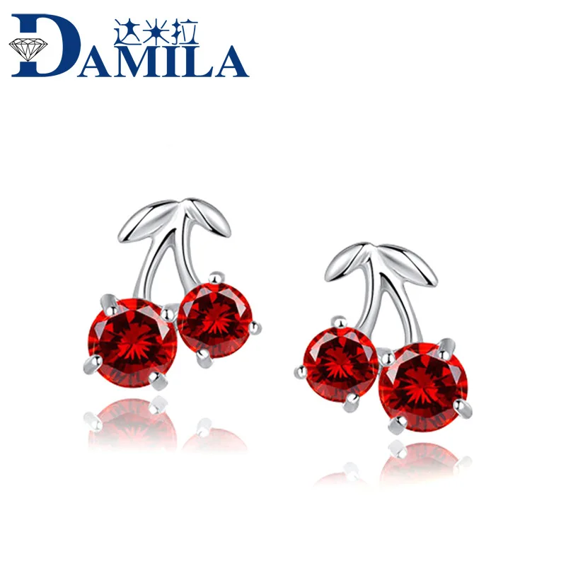 Buy Fashion Round Pretty Cherry Earring Red Diamante