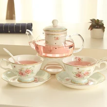 Новое поступление высококачественный костяного фарфора термостойкий стеклянный набор для цветочного чая свеча нагревательная база послеобеденный чай подарок