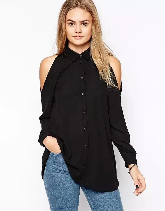 Wb7678703 # mujeres Cold de larga negro gasa Tos camisa / blusa ropa|clothing books|clothing systemclothing for large size women - AliExpress