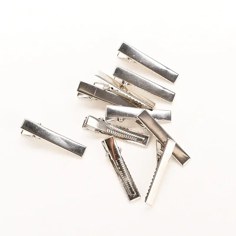 

50pcs Metal Iron Hair Styling Flat Barrettes Hairpin Prong Alligator Single Hair Clip Silver