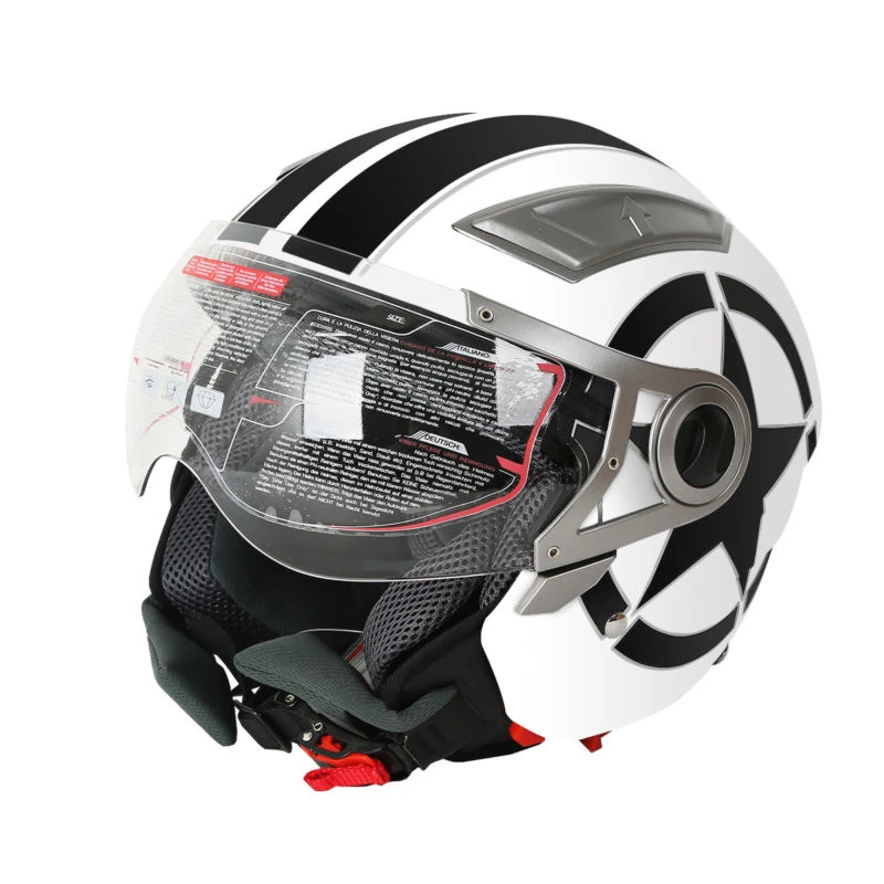 

DOT White Star 3/4 Open Face Dual Visor Motorcycle Helmet W/ Sun Shield S/M/L/XL Motorcycle Accessories