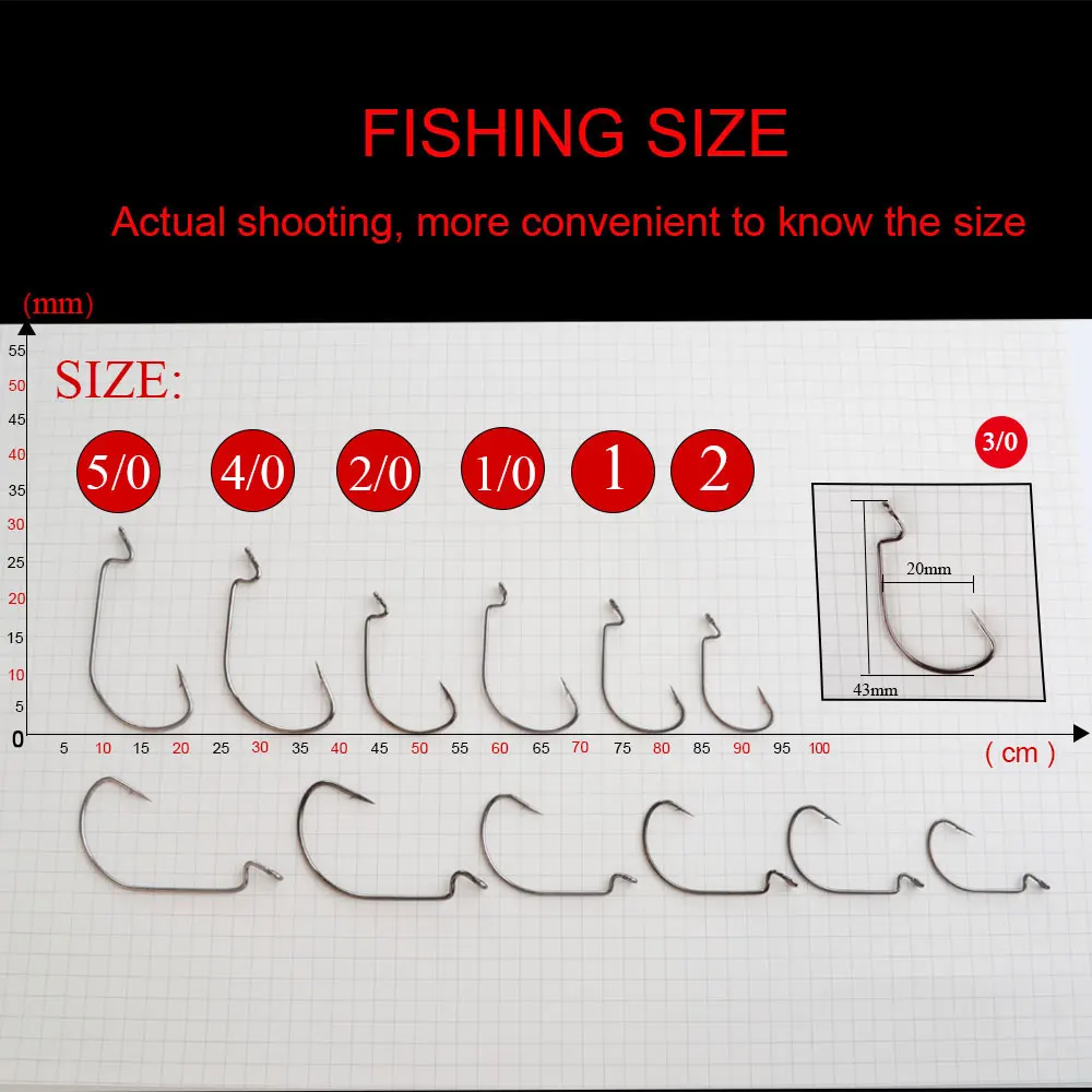 Крючок под червя офсетный хвостовик черный никель рыба 97074 50 шт./лот джиг голова приманка для карпа на рыбалку углеродистая сталь колючая рыба Крючки с кольцом