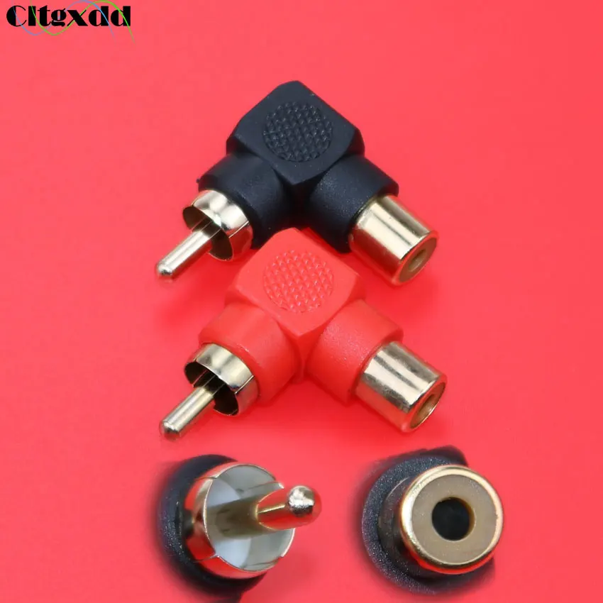 

cltgxdd Audio adapter RCA Connector Plug Adapter RCA Lotus flower Male to Female 90 Degree Right Angle M/F Gold Plated Connector