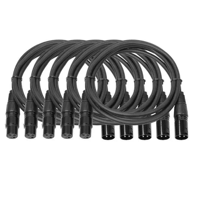 

5Pcs/10Pcs 5.9ft DMX Stage DJ Cable XLR Male to XLR Female Connector Audio Extension Wire Cord for Amplifier Mixer Stage Light