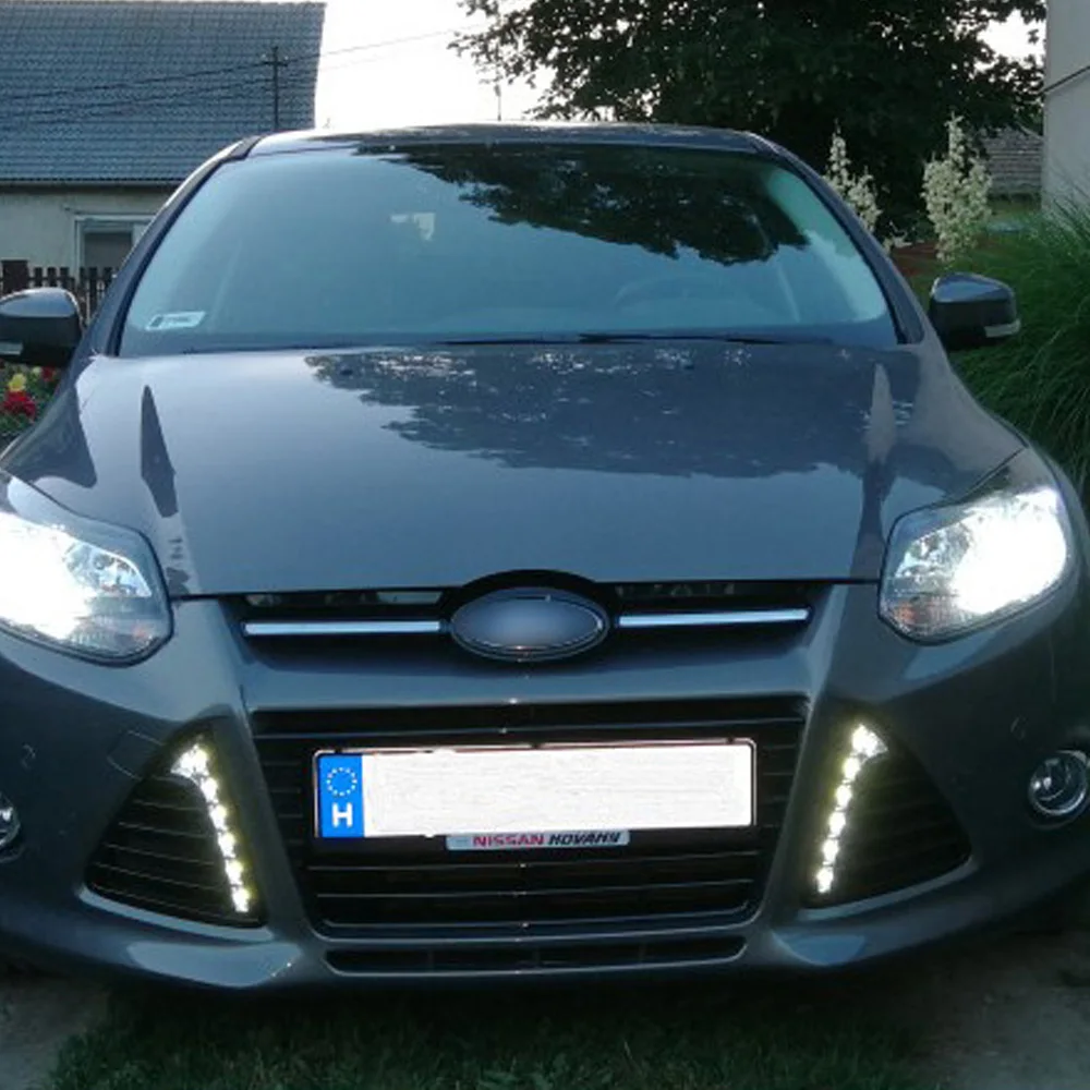 Для Ford Focus 2012- дневной ходовой светильник DRL светодиодный противотуманный фонарь с желтым поворотным сигналом