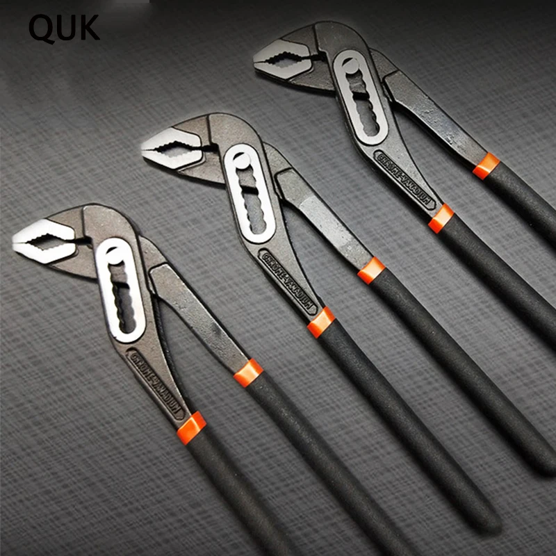 

QUK Water Pump Pliers Quick-release Plumbing Pliers 8"10"12" Universal Wrench Grip Pipe Wrench Plumber Hand Tools Straight Jaw