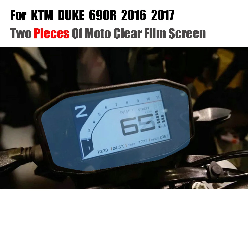 

JMCRider Two Pieces In One Parcel Clear Cluster Scratch Protection Film Screen Protector For KTM Duke 690 DUKE R 2016 2017