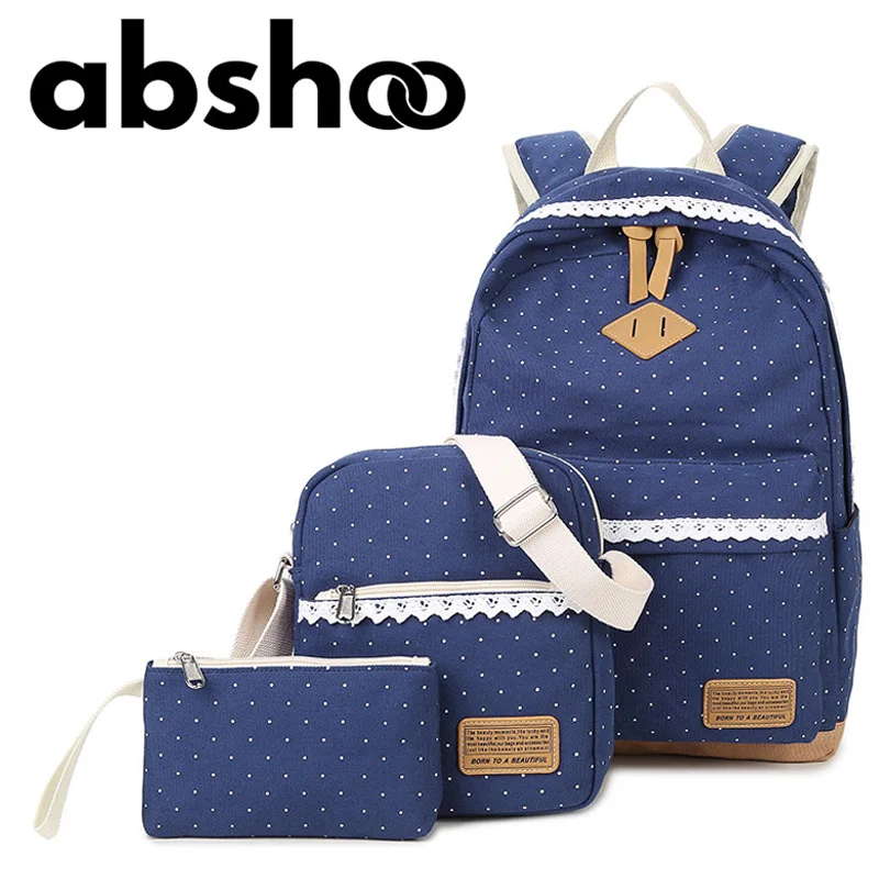 Cute Girl School font b Backpack b font Polka Dot Canvas font b Backpack b font