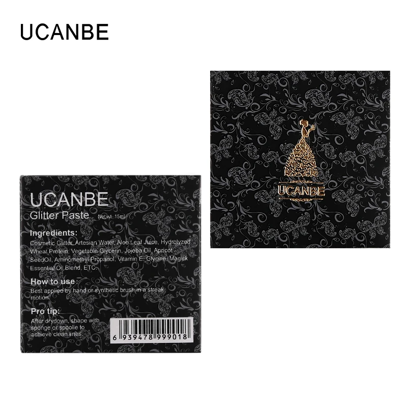 Ucanbe, брендовый набор для макияжа, 6 цветов, блестящая паста для тела, мерцающая пудра, серебристо-золотой цвет, алмазный гель, подчеркивающий лицо, макияж для волос