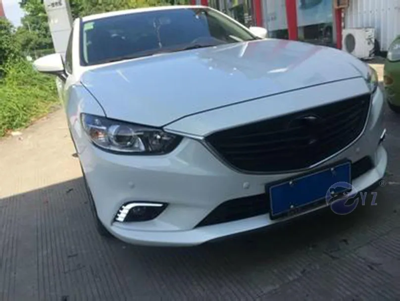 Автомобильные мигающие 2 шт. DRL для Mazda 6, мазда 6, Atenza 2013,,, СВЕТОДИОДНЫЙ DRL дневные ходовые огни, Дневной светильник, противотуманный светильник, крышка