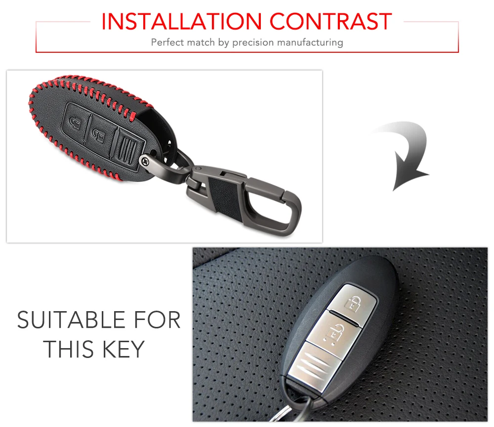 3 Buttons Car Key Leather Case for Nissan TEANA Qashqai Juke Key Bag Cover Protector Fob Car-styling key case cover key case