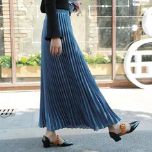 Женские длинные плиссированные юбки с высокой талией до щиколотки повседневная юбка женская весна лето узкая юбка Леди Плюс Размер Женская одежда
