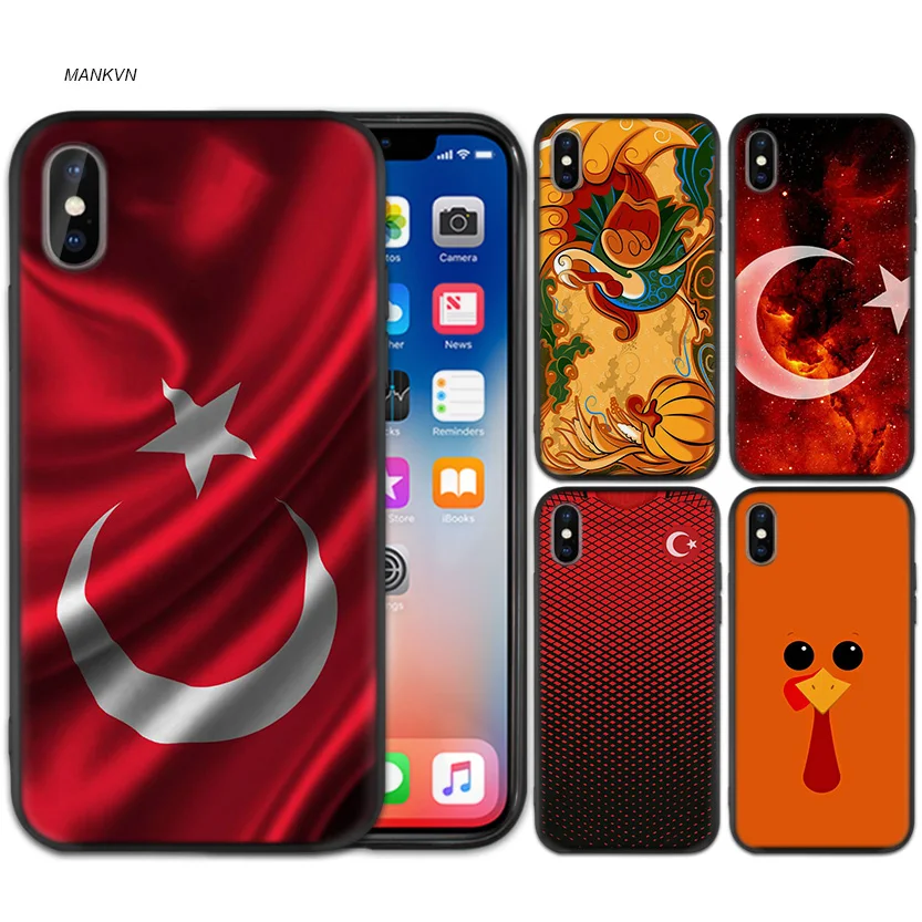 Turkey Turkish Flag Black Scrub Anti-knock TPU Silicone Case Cover for iPhone X XS XR XS 11 11Pro Max 7 8 6 6S 5 5S SE Plus