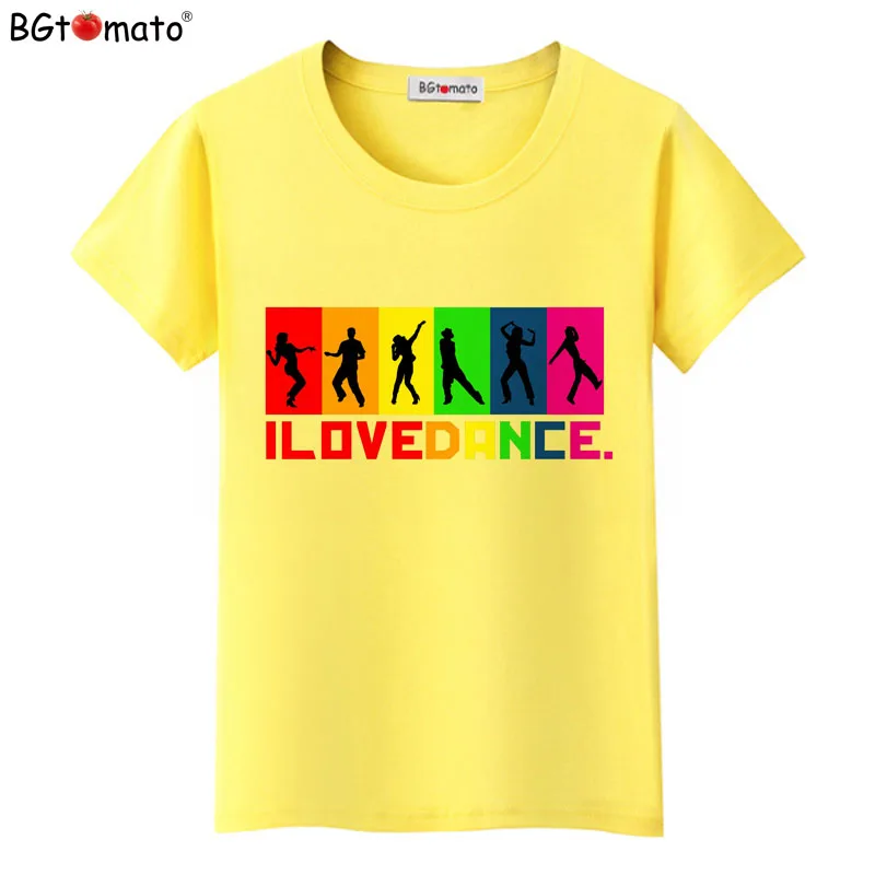 Футболка BGtomato I LOVE DANCE красочная женская футболка супер красивая летняя крутая
