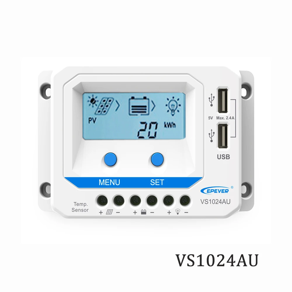 

10A VS1024AU 12V 24V EPSolar PWM Solar Charge Controller Regulator LCD Backlight 5V Mobile phone charger