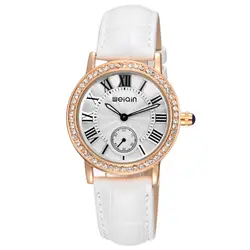 WEIQIN Марка relojes mujer 2018 Новый кварцевые часы Женская мода кожаный ремешок наручные часы роскошные женские часы montre femme