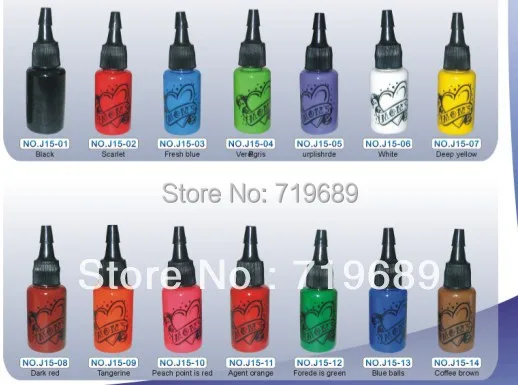 

Professional tattoo ink/Hot tattoo ink 14 colors 0.5oz high quality free shipping