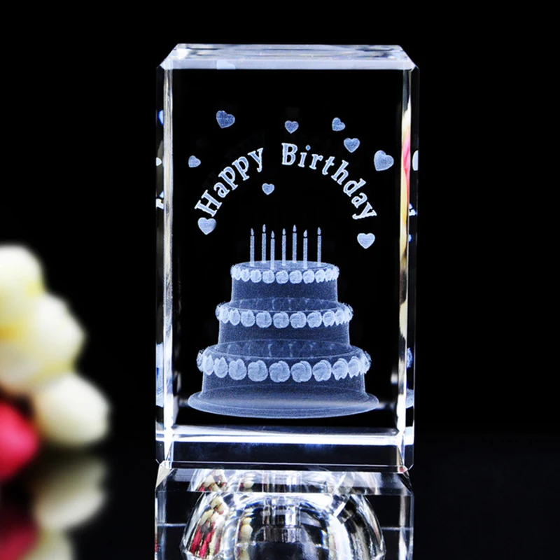 Buy Quartz Crystal 3D Laser Engraved Cube Paperweight Birthyday Gifts Crystal