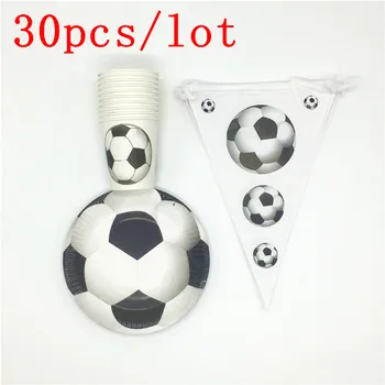 

Worldcup Paper Soccor Cup Banner 30Pcs/Lot Football Theme Glass Graduation Father's Day Child Birthday Party Decoration Supplies