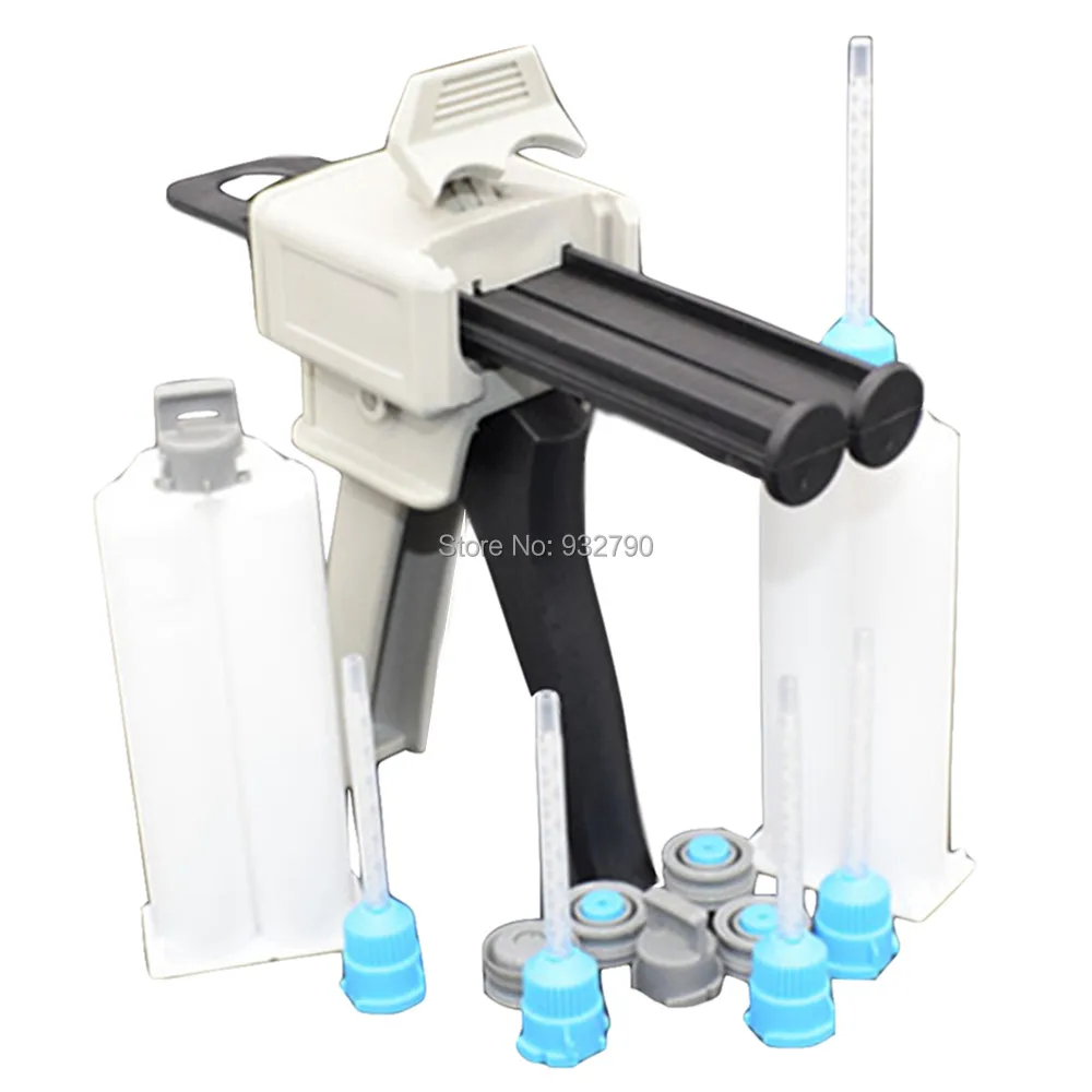 

1:1 Dispensing Gun + 2pcs 50ml Epoxy Resin AB Glue Acrylics Adhensive Cartridge Duo-Pak Cartridges + 5pcs 1:1 Mixing Nozzles