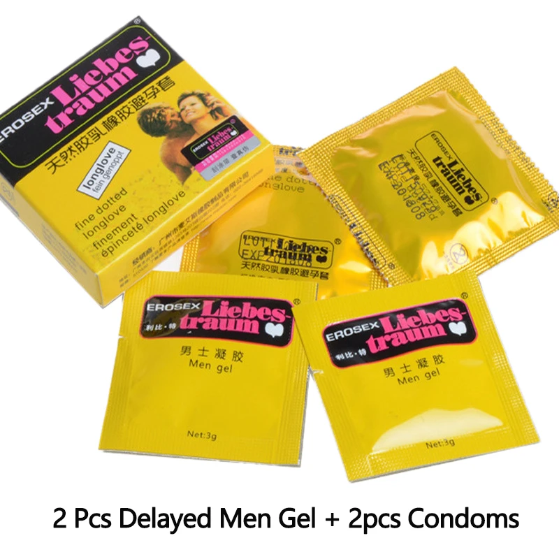 5/10 Box 10/20 Pcs Delayed Men Gel + 10/20Pcs Condoms Delay Large Oil Sex Dotted Condoms Intimate Erotic Toy Men Contraception