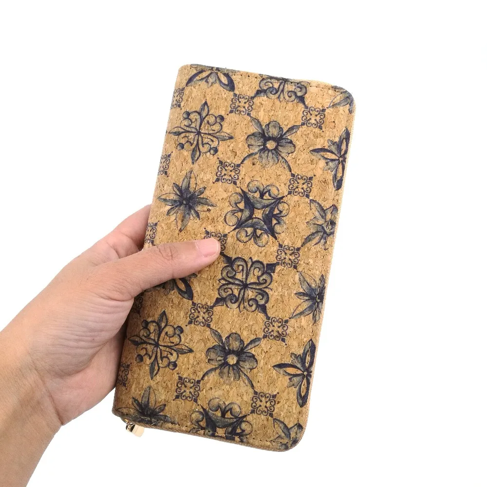 portugal tile print cork leather wallet  3