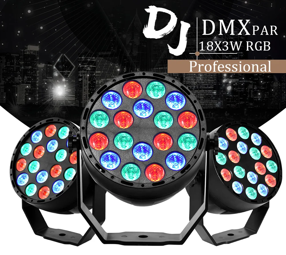 Мини led par свет 18x3 Вт RGB led DMX-512 профессиональное освещение сцены для вечерние диско DJ шоу 2 шт./партия