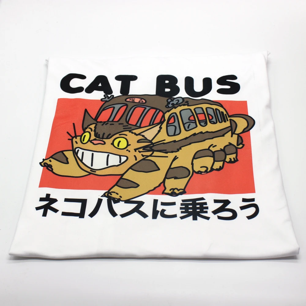 Illbilly Studio Ghibli neighborour Totoro Ride The Cat Bus японское аниме футболка унисекс Белые Повседневные футболки Лето Топы