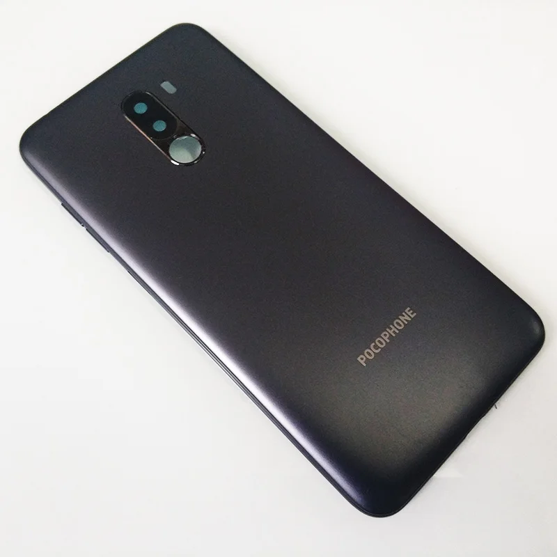 Xiaomi POCOPHONE F1 задняя крышка Задняя Дверь Корпус чехол крышка батареи с ключ для боковой кнопки объектив камеры для Xiaomi Poco F1 - Цвет: Черный