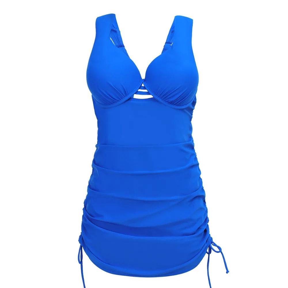 

One Piece Solid Swimsuit Women Plus Size Swimwear Push Up Halter Swimwear Sexy Fold Waist Design Wide Shoulder Strap Beach Wear