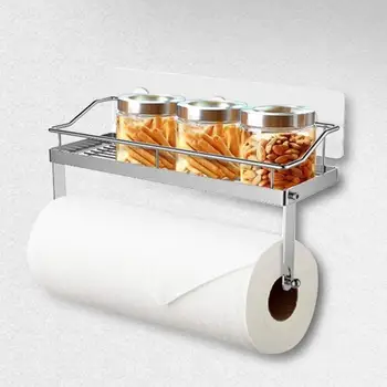 

Bathroom Kitchen Paper Holder Sticky Rack Paper Tissue Shelf Organizer Holder Never Rust for Kitchens Laundries or Garages