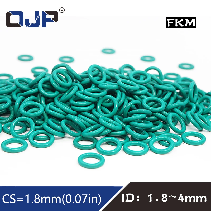 thumbnail image 2 of Green FKM Fluorine Rubber O-Rings - 3mm Cord Thickness, OD From 8mm To 520mm 2 of 6