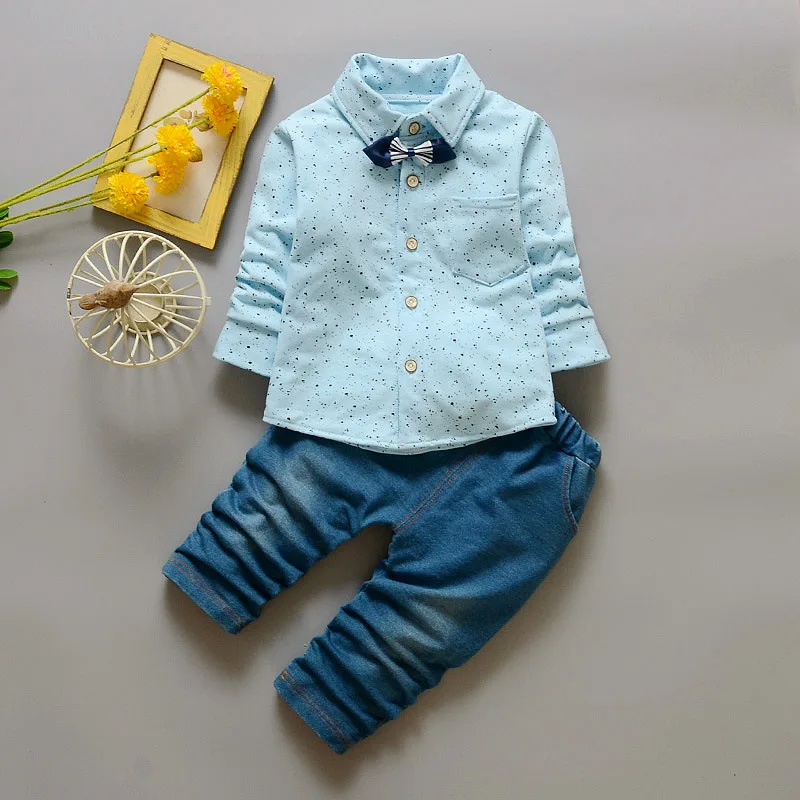 

Spring Baby Boys Clothing set Formal Suits Children Tracksuit Infant Toddler Long Sleeve Clothes For Boy 3T Tops T shirt + Pants