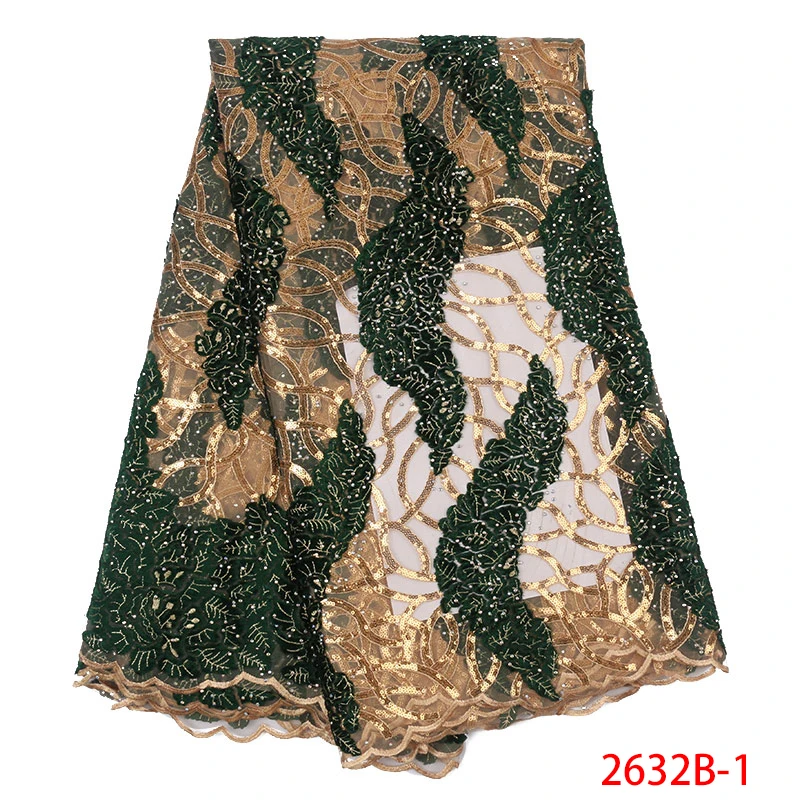 

High Quality Nigerian Lace Fabrics African Sequins Lace Fabric Latest Bridal Tulle Lace Fabrics for Wedding Party Dress APW2632B