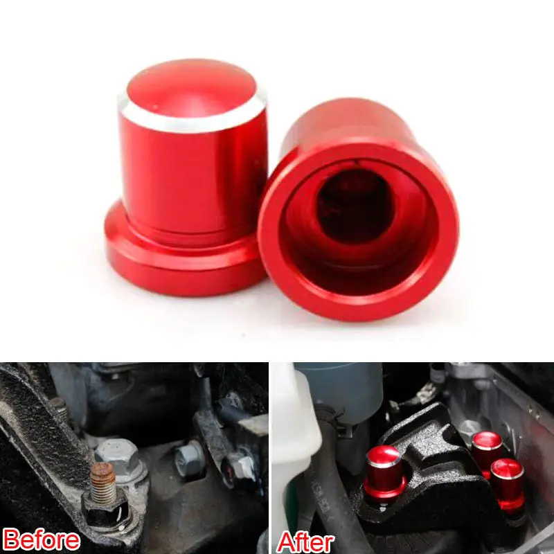 BBQFUKA 3x Car Engine Screw Mount Nut Anti rust Caps Cover Red Fit For