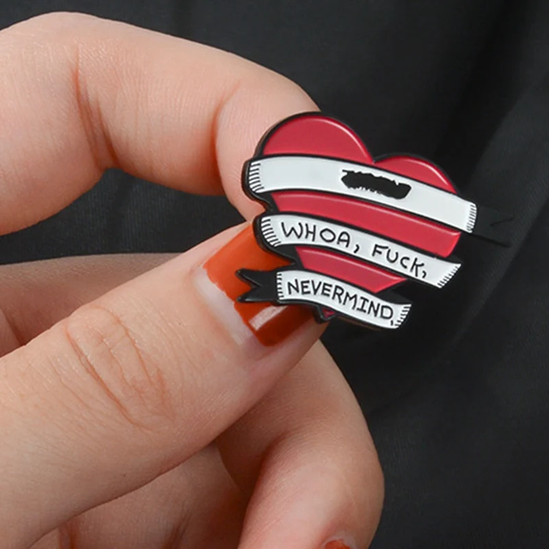 

Love Heart Enamel Pin Brooch Cartoon Red White English Letter Lapel Pins Coat Badge Fashion Jewelry Gift