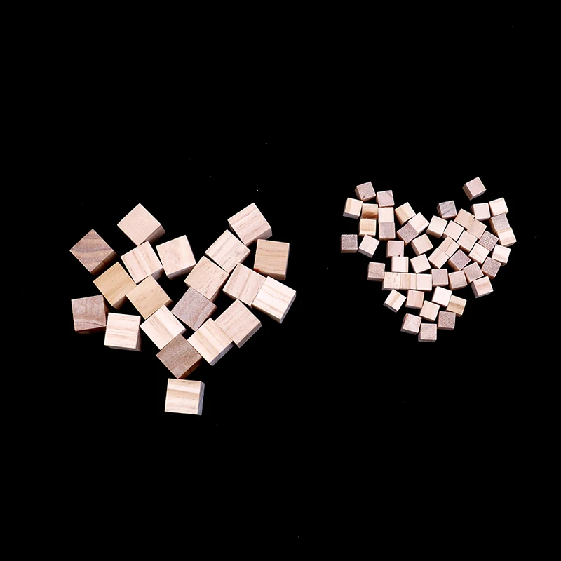 100 Pcs Natural Wooden Squre Mini Cubes Embellishment for Kids DIY Craft 10mm