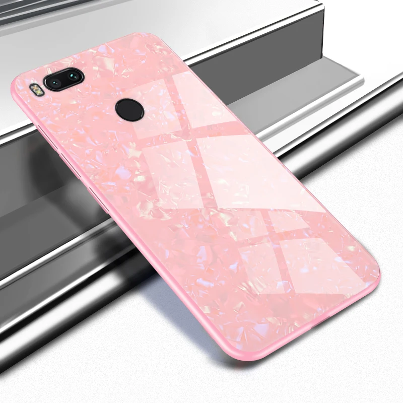 

xiaomi mi a1 Case on for Xiomi Xiaomi Mi A1 Cover Coque Luxury Conch Shell Tempered Glass Phone Cases for Xiaomi Mi 5X Fundas