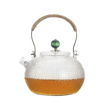 

glass pot with stainless steel filter net creative art nouveau coffee pot 750ml big pot of tea with handle Chinese kungfu pots