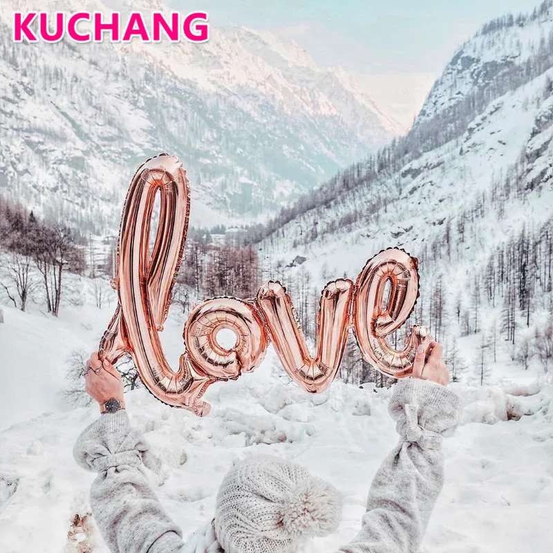 

1pcs Large size 108x65cm giant Linking Champagne Red LOVE foil balloon Romantic Wedding/birthday party supplies helium globos