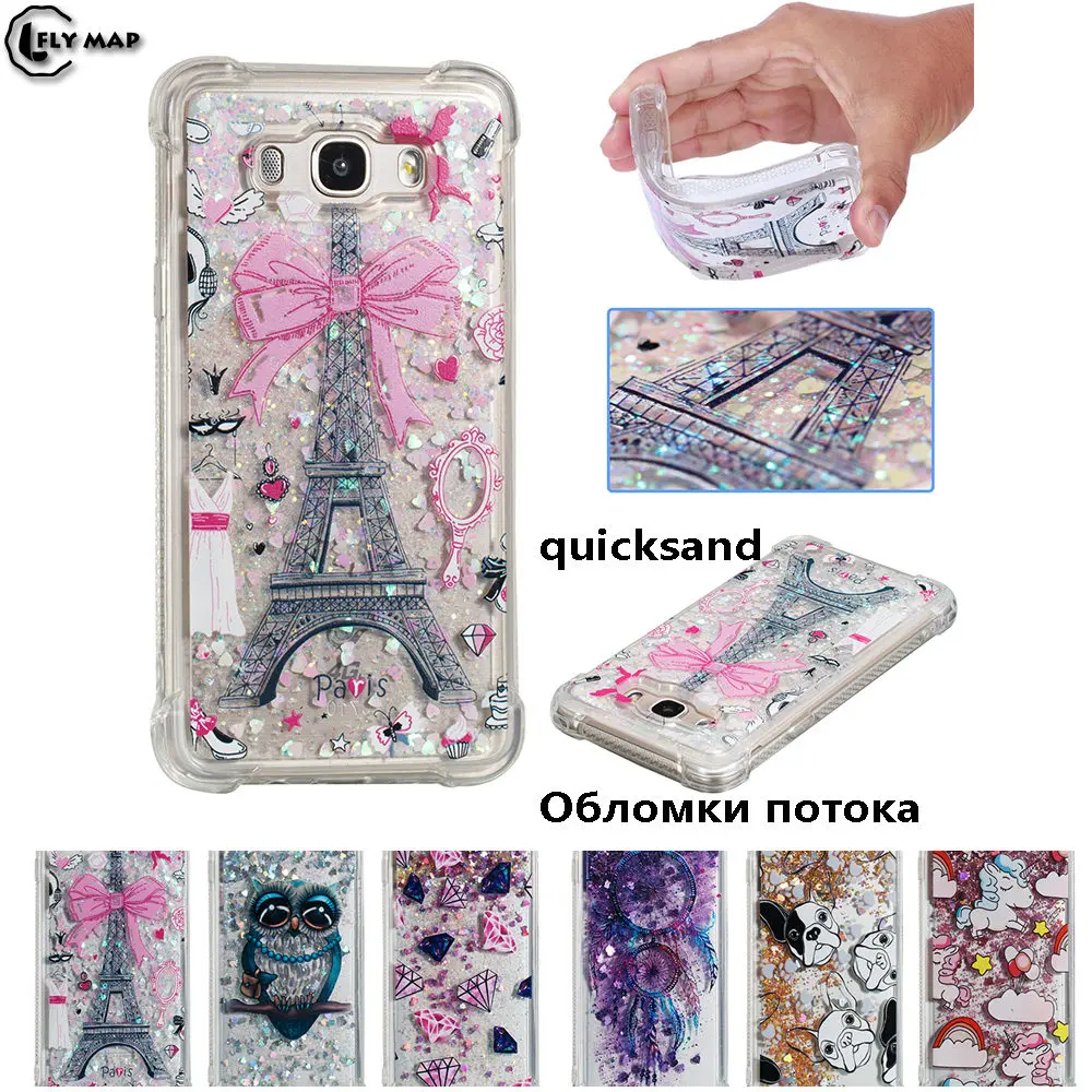 Unicorn Owl Cover for Samsung Galaxy J7 2016 J710F J710FN J710FN/DS SM-J710 SM-J710F Dynamic Liquid Debris Quicksand Back Case