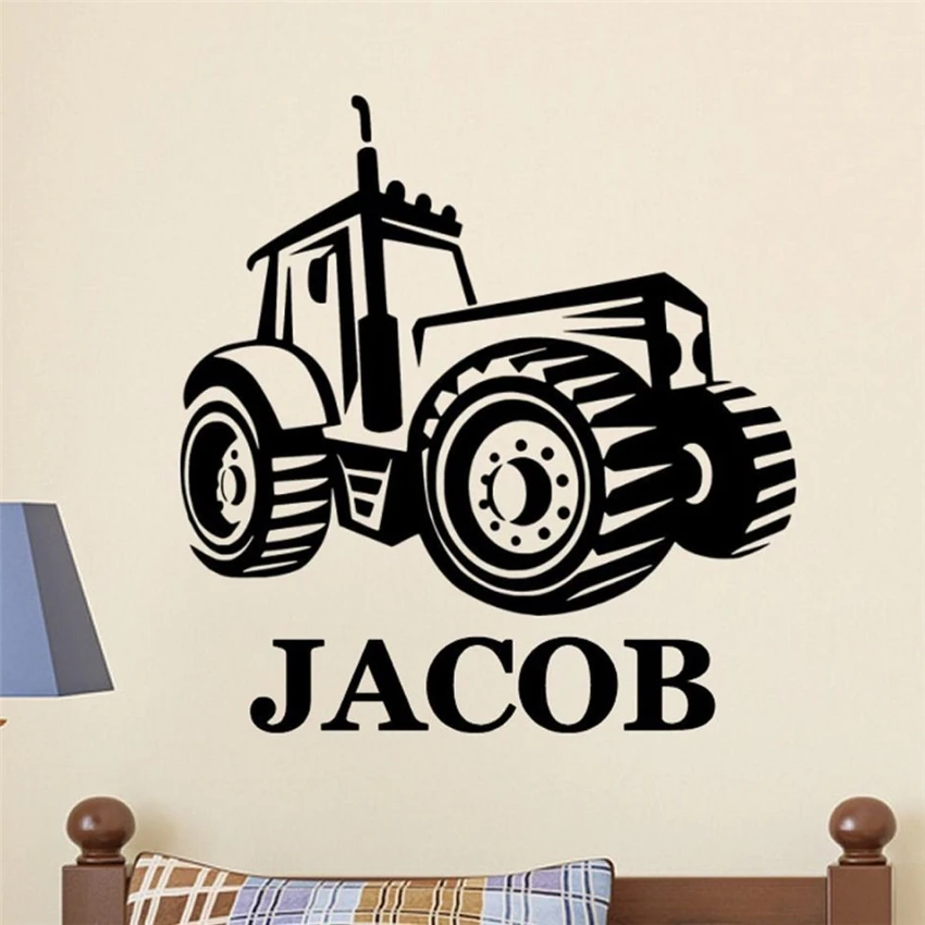 

Personalized name farm tractor child children vinyl wall decal sticker boy room Removable Wall Sticker N363