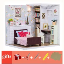 Мини Дети Деревянный Кукольный дом мебель с огнями diy крошечные миниатюрные кукольный домик кукла для спальни дом игрушки casa de juguete