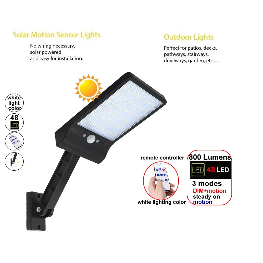 

48/60 LED Solar Wall Light Security Night Outdoor Yard Driveway Sensor Lamp spotlight floodlig Lamps fo